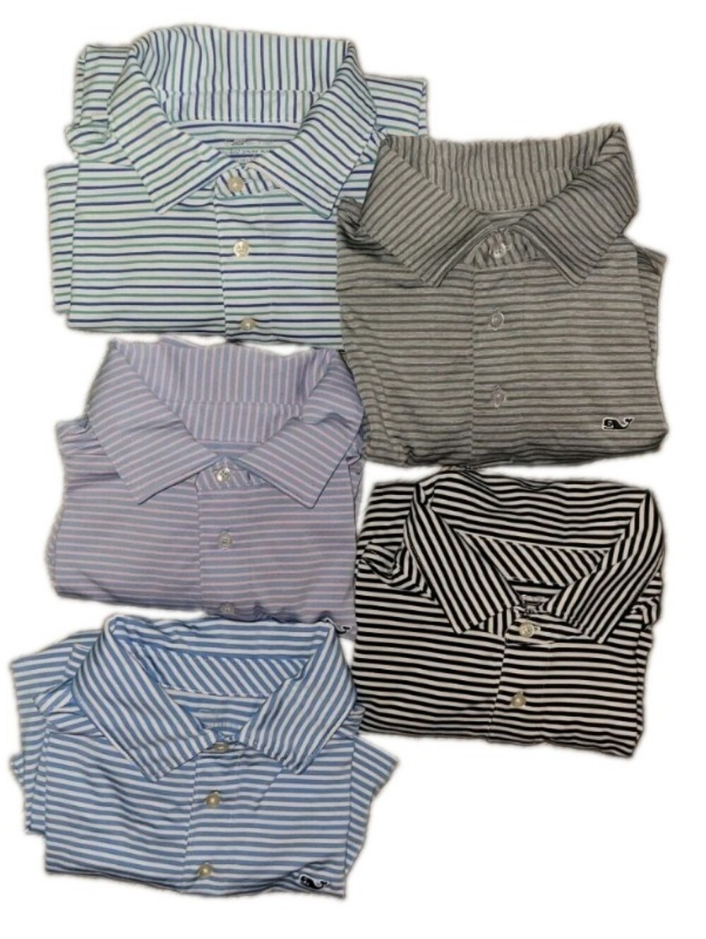 Lot of 5 Vineyard Vines Boys Sankaty Performance Polo Shirts Stripe Multi Colors